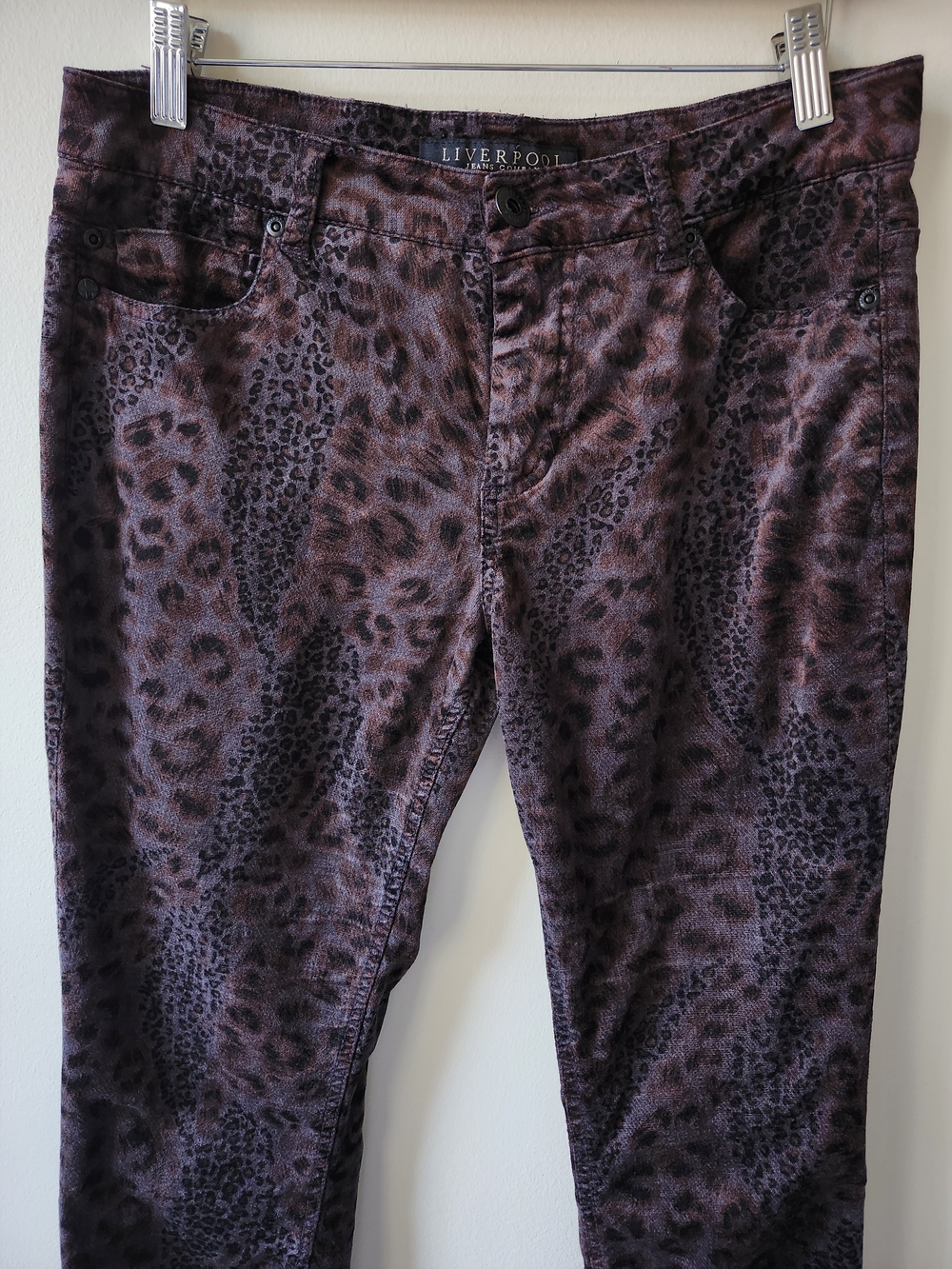 Plum Slim Straight Animal Print Velvet Pants - Picture 3 of 10